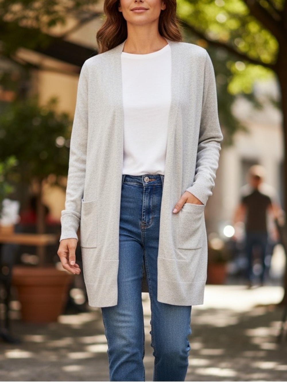 EILEEN FISHER Open Front 100% Merino Wool Cardigan